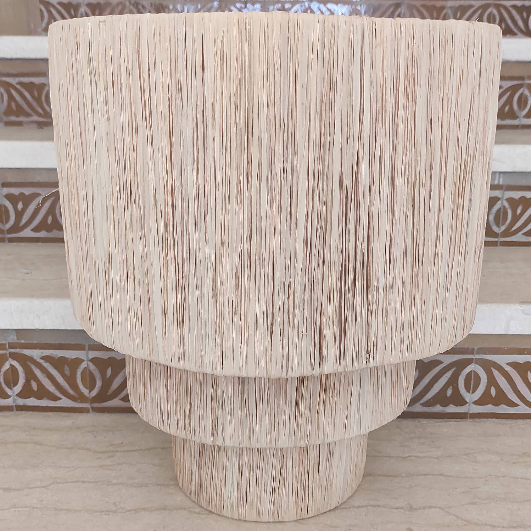 hand woven raffia Sconces - raffia Chandelier Moroccan Lamps - Image 5