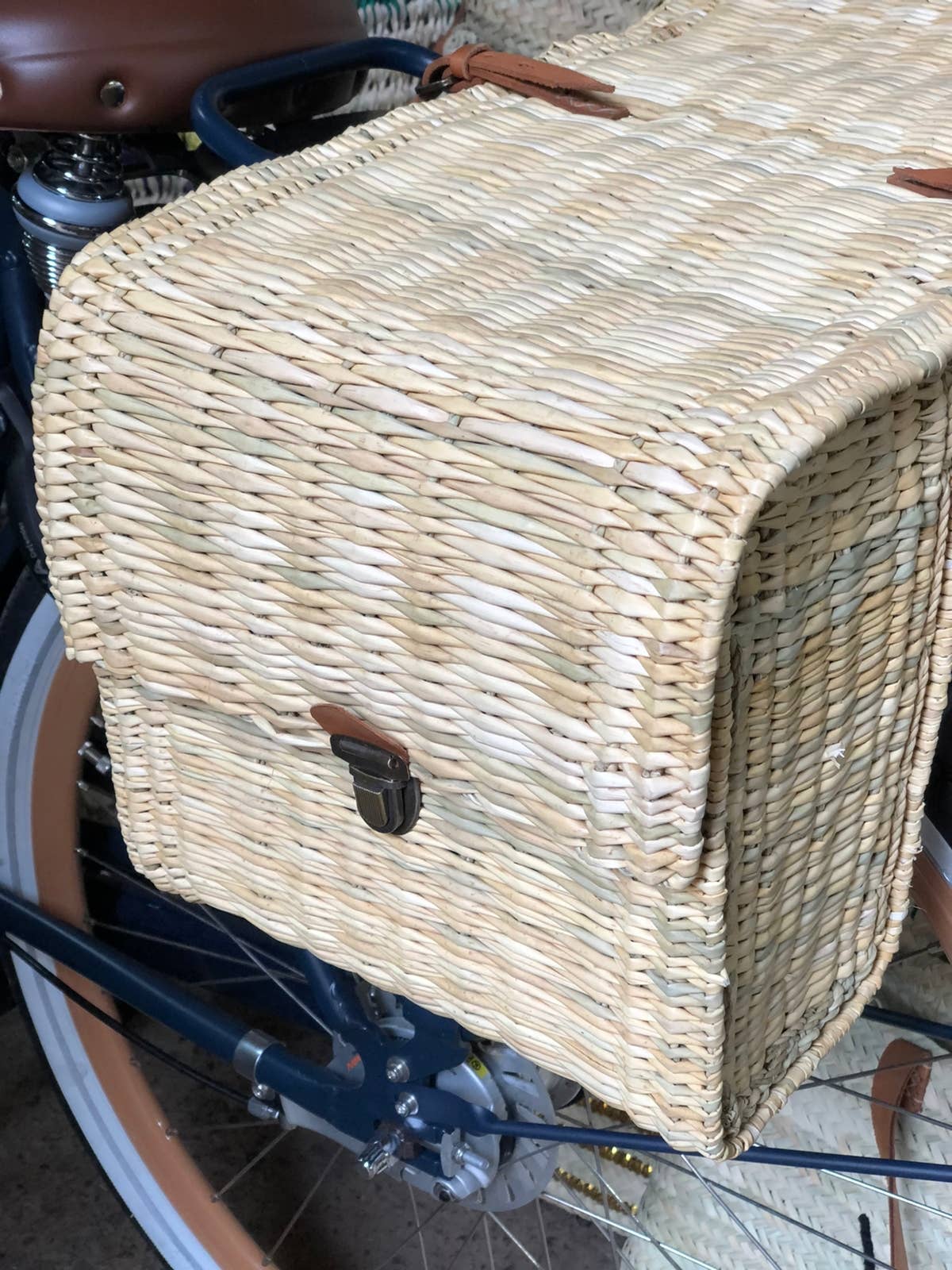 Handmade Moroccan Wicker Double Bicycle Basket - Boheme - Image 4