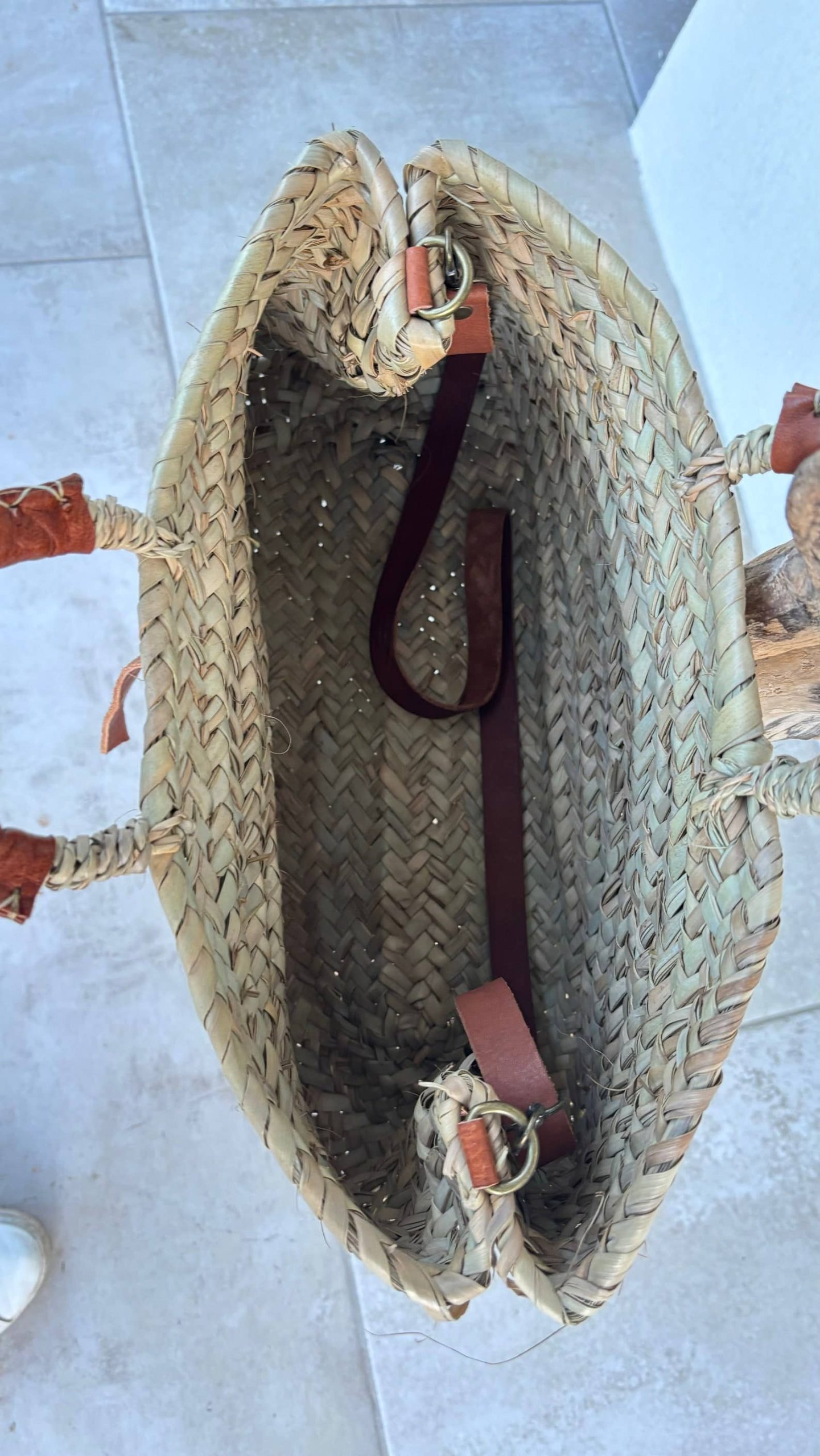 Palm bag with leather handle and handle, 2 sizes S and M. - Image 3