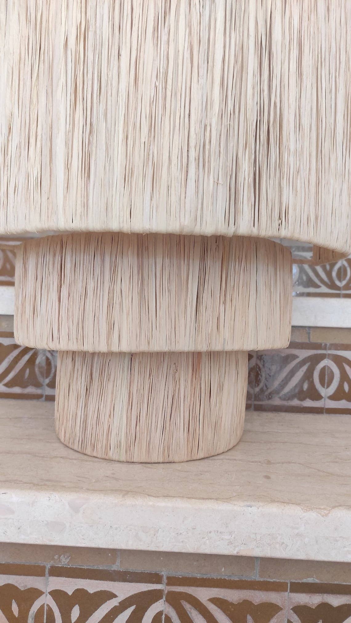 hand woven raffia Sconces - raffia Chandelier Moroccan Lamps - Image 4