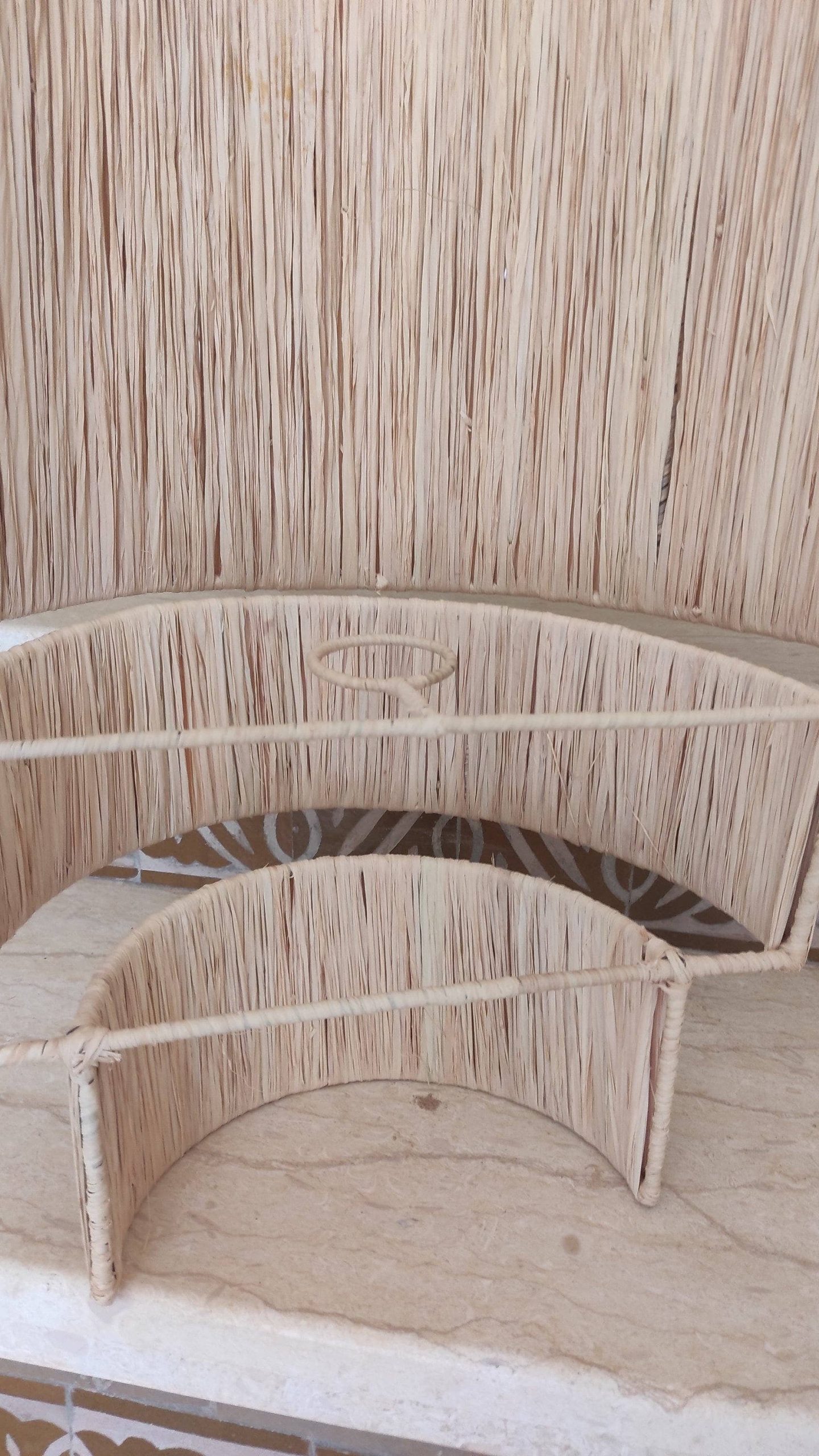 hand woven raffia Sconces - raffia Chandelier Moroccan Lamps - Image 9