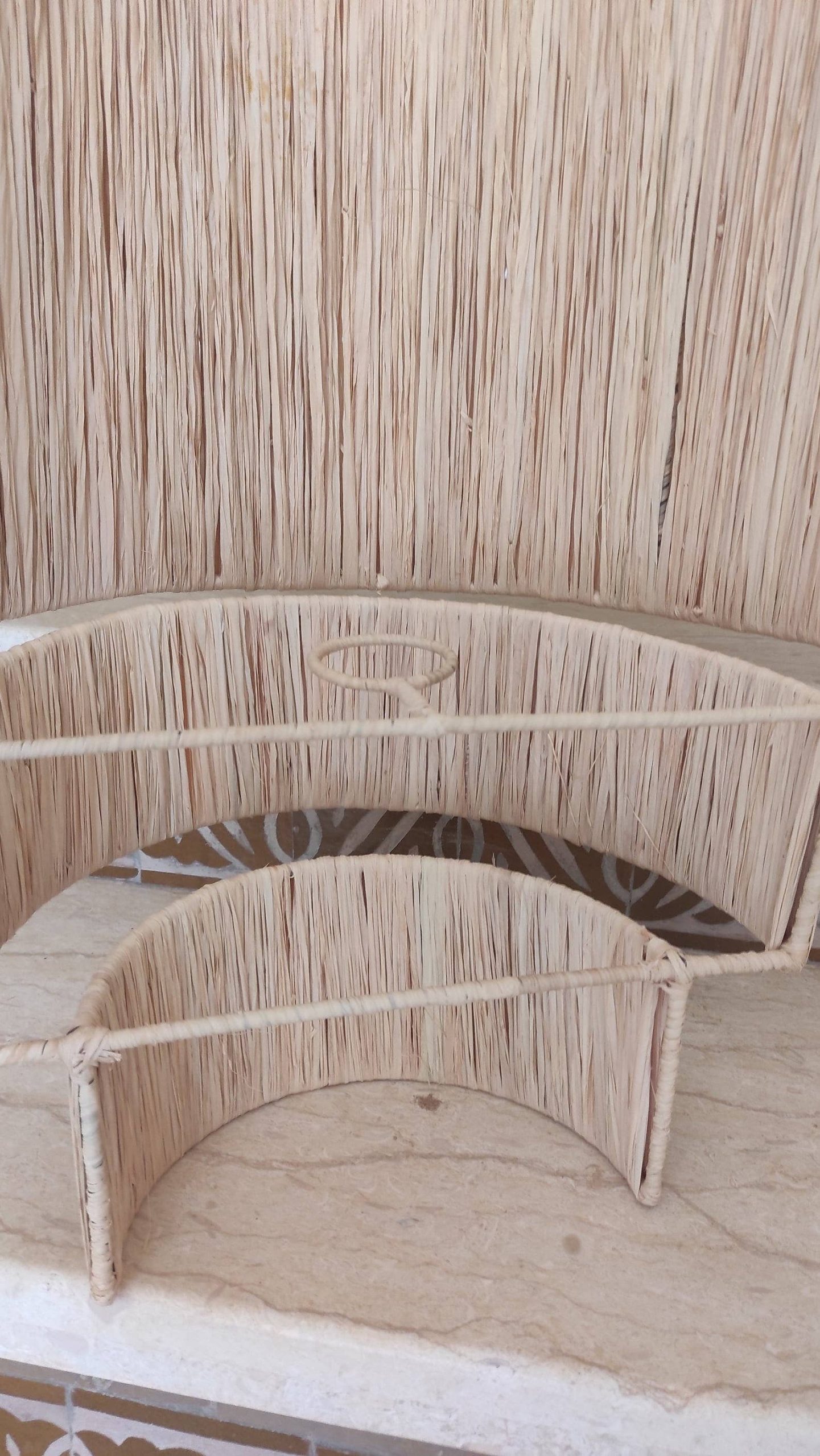 hand woven raffia Sconces - raffia Chandelier Moroccan Lamps - Image 7