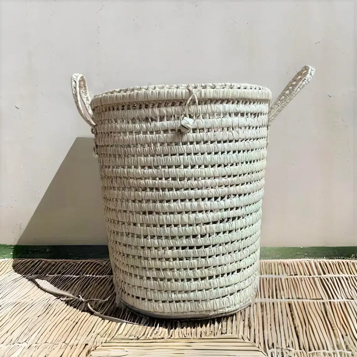 Large round Storage Home decor Palm Leaf baskets - Image 2
