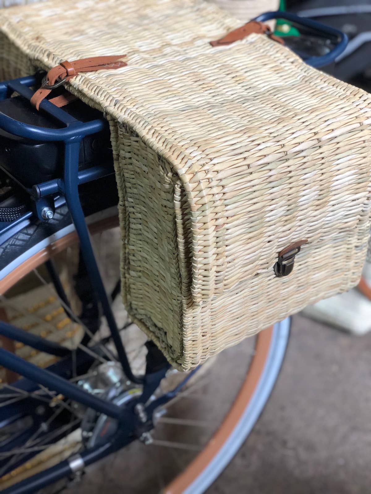 Handmade Moroccan Wicker Double Bicycle Basket - Boheme - Image 6