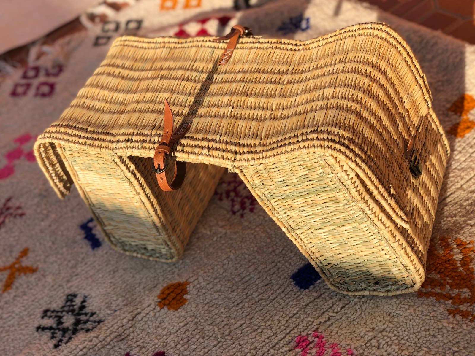 Handmade Moroccan Wicker Double Bicycle Basket - Boheme - Image 7