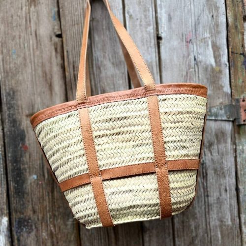 Handmade Straw Bag With Leather, Beach Bag