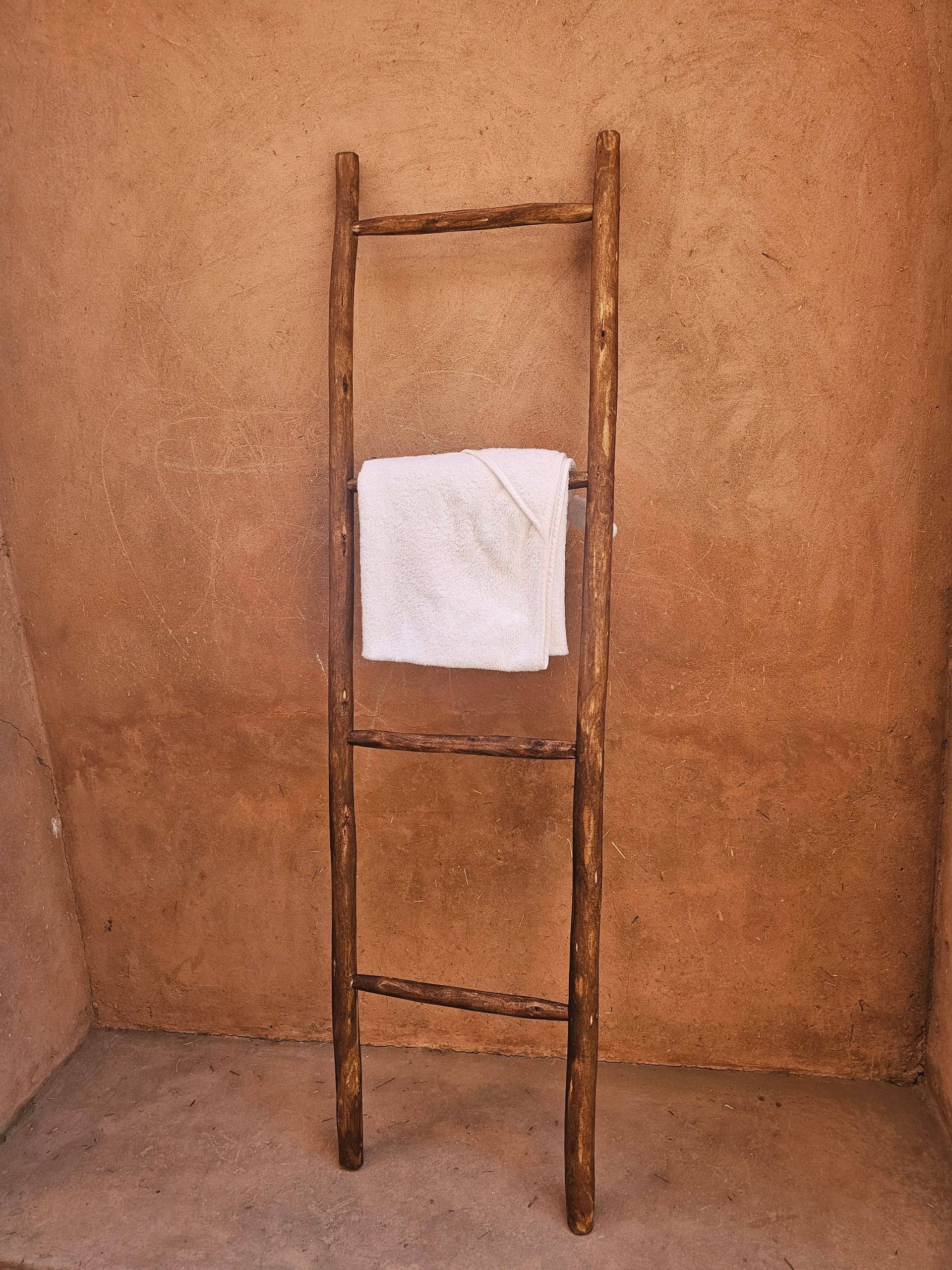 Decorative Wooden Ladder: A Stylish Towel Storage Solution