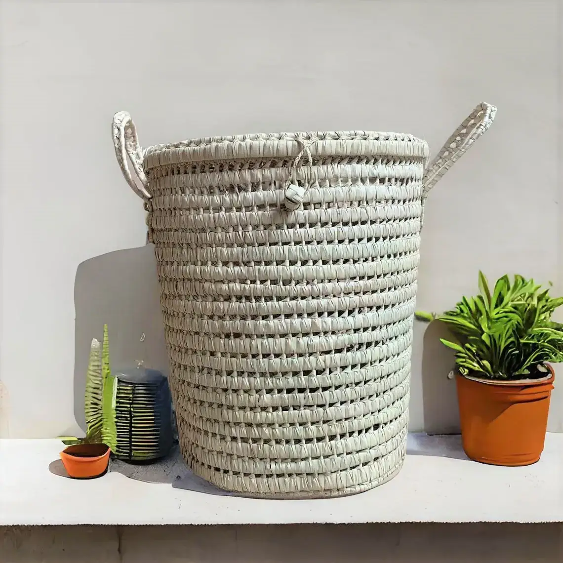 Large round Storage Home decor Palm Leaf baskets - Image 3