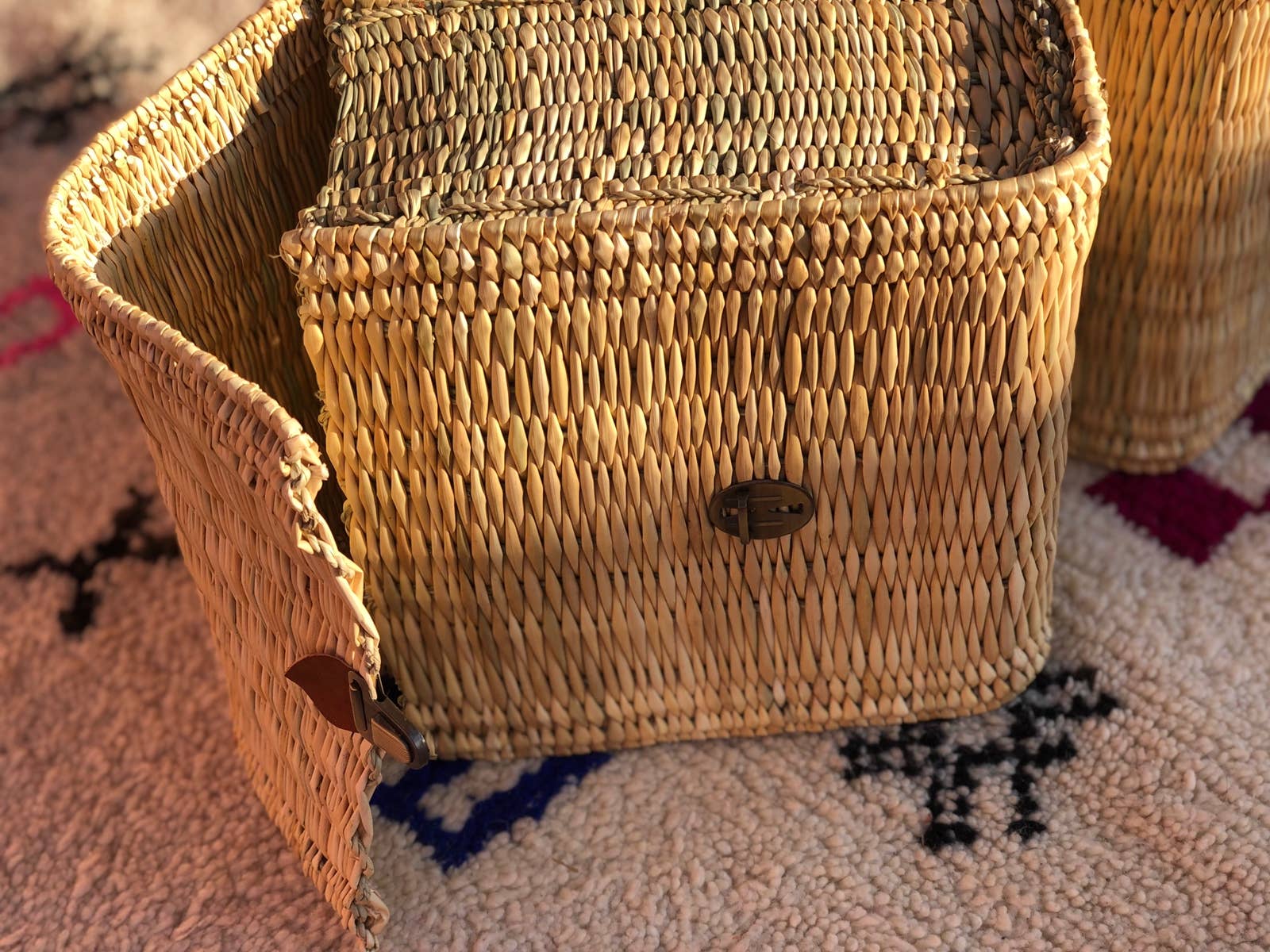Handmade Moroccan Wicker Double Bicycle Basket - Boheme - Image 5