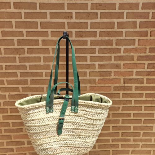 Handmade French Basket with Leather Handle, Straw Tote Bag