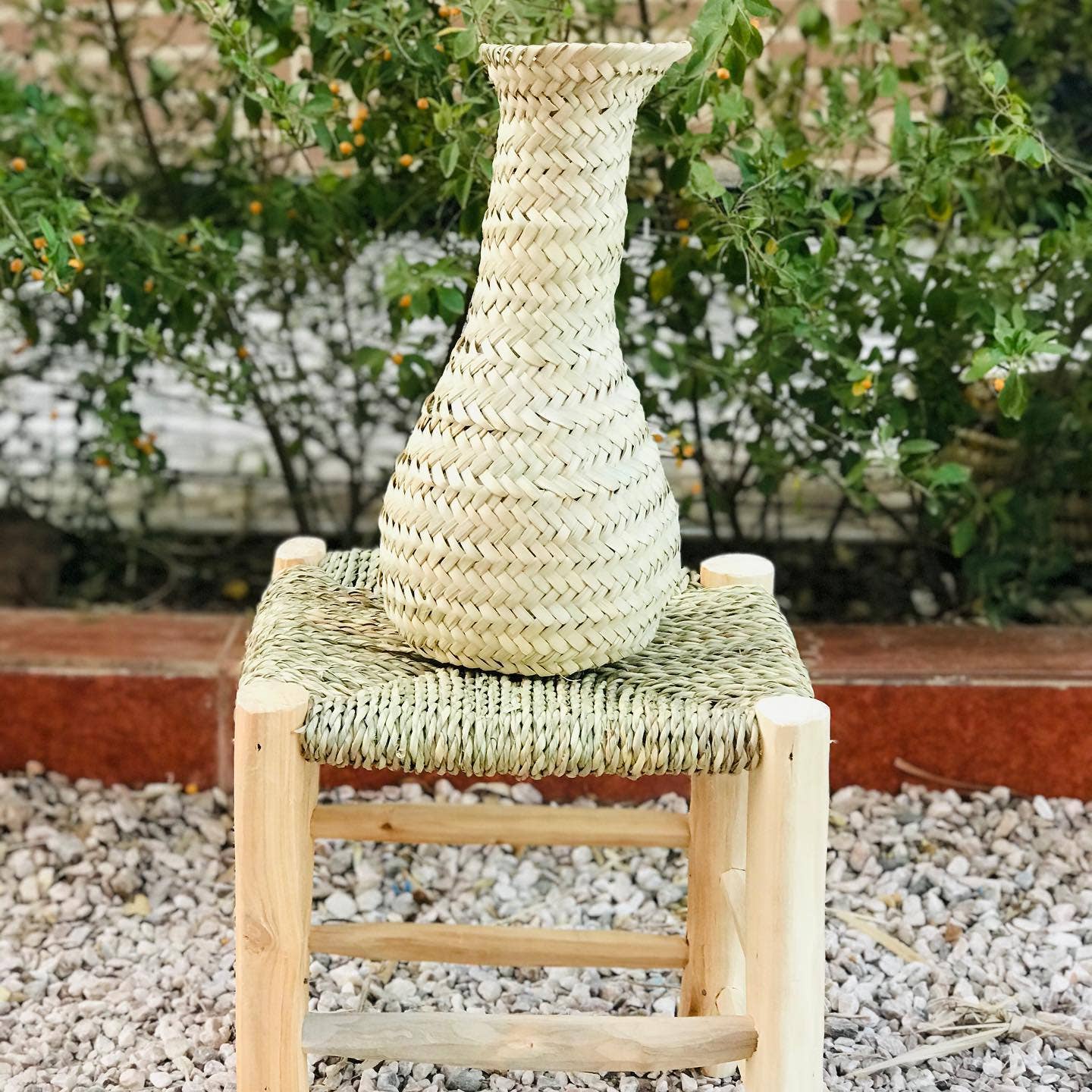 Braided palm leaf vase pot jar interior decoration dried flowers boho