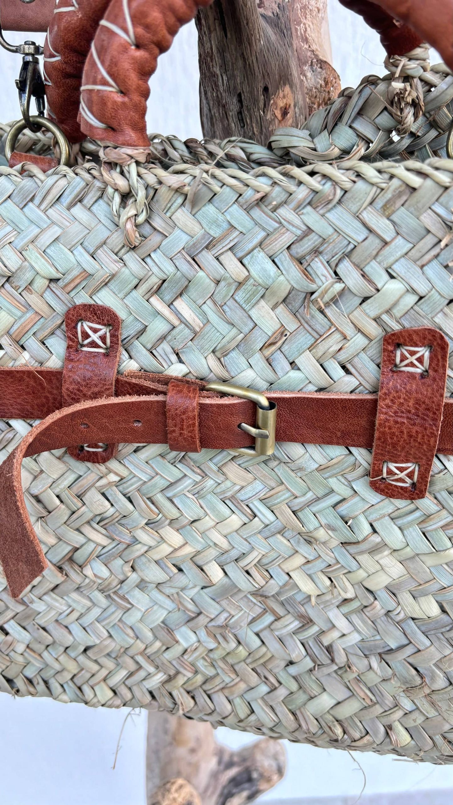 Palm bag with leather handle and handle, 2 sizes S and M. - Image 6