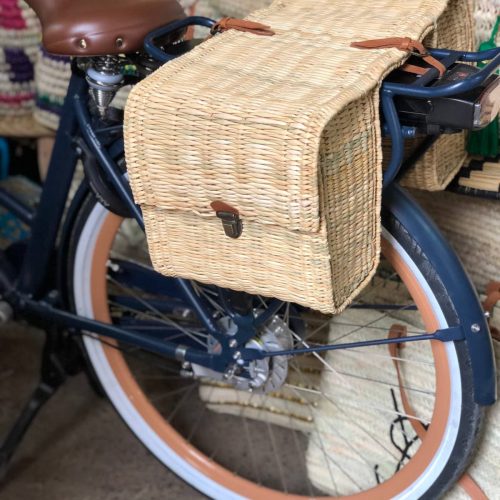 Handmade Moroccan Wicker Double Bicycle Basket - Boheme