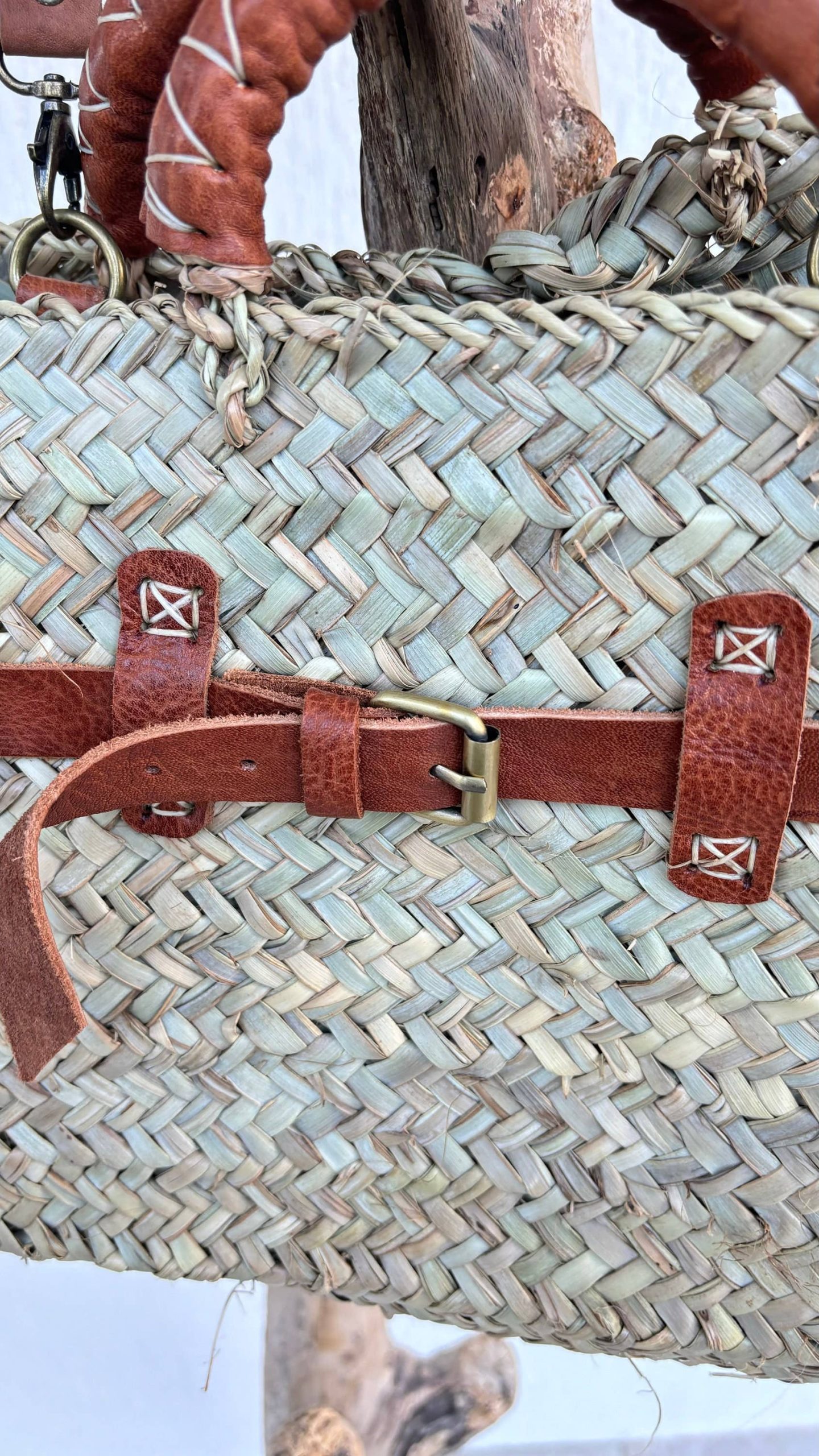 Palm bag with leather handle and handle, 2 sizes S and M. - Image 7