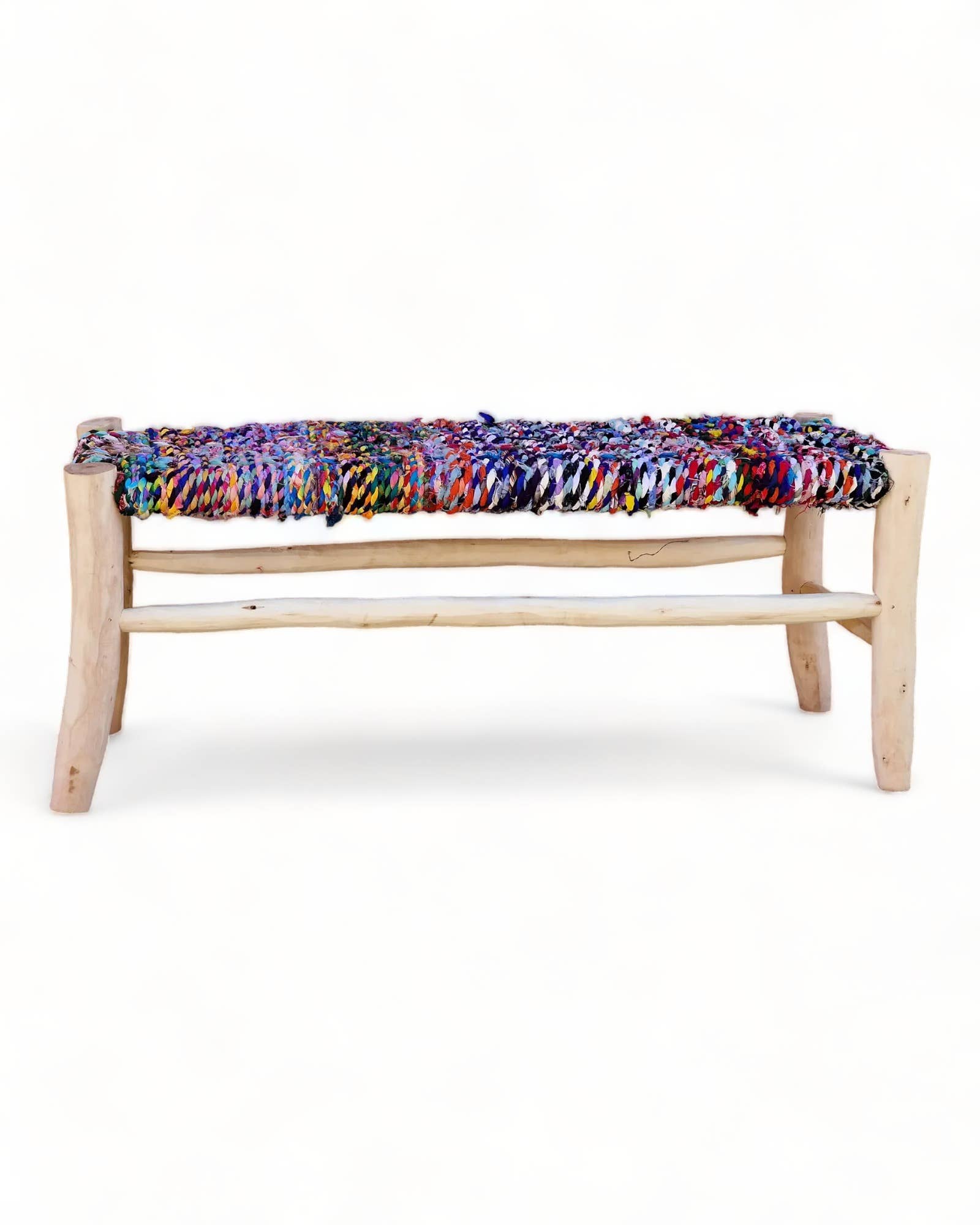 Moroccan bench in solid wood and boucherouite - Image 2