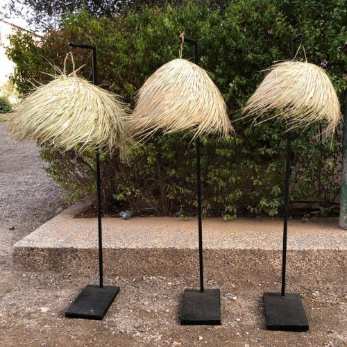 Handwoven Palm Leaf Pendant Light with Fringe
