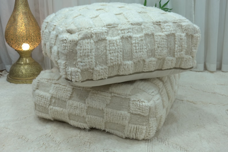Handcrafted Beni Ourain Wool Pouf Cover
