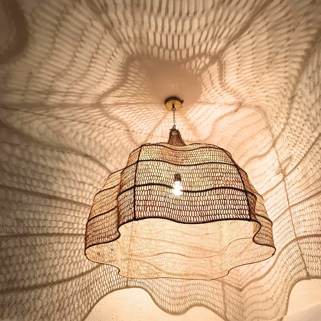 Chandelier, Natural Wicker Chandelier, - Image 2