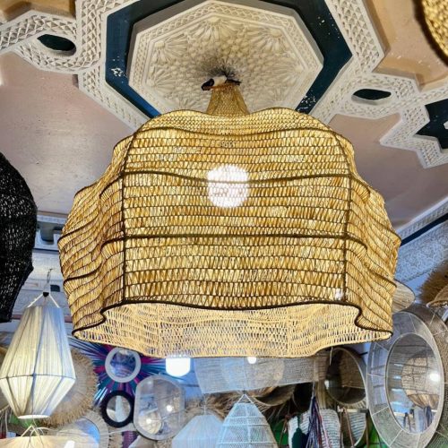 Style Wave rafia Chandelier, Natural Wicker Chandelier,