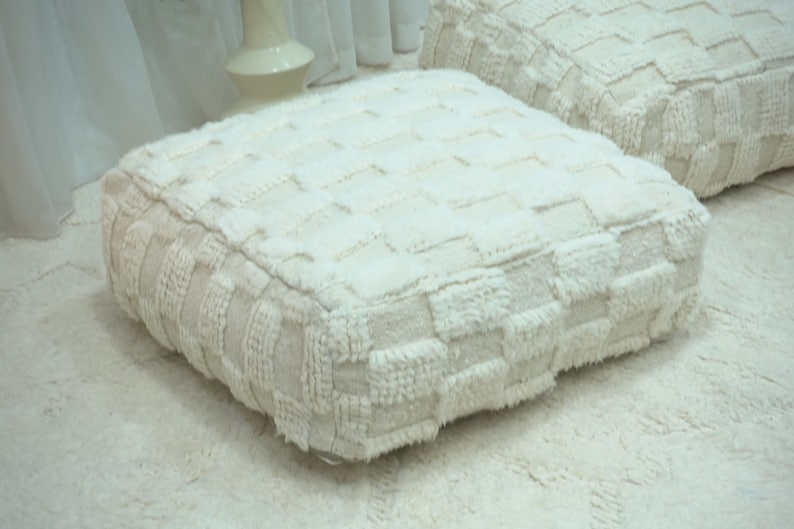 Handcrafted Beni Ourain Wool Pouf Cover - Image 2