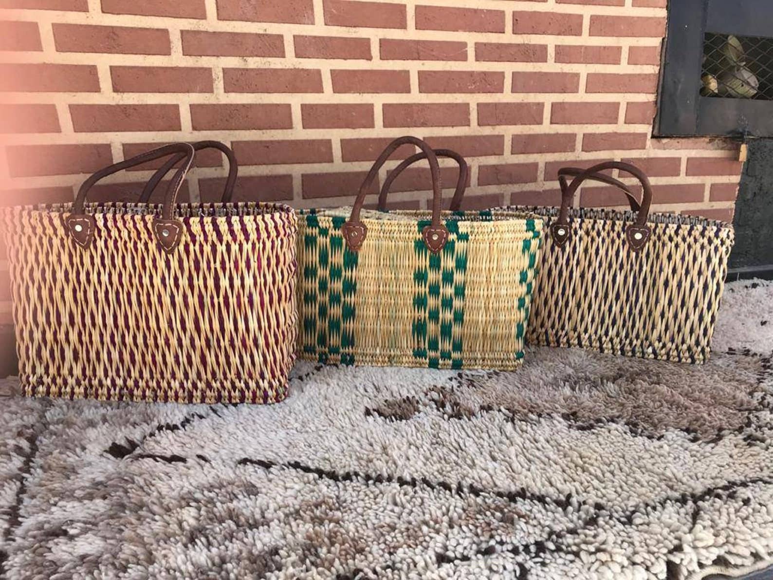 Handwoven Reed Basket with Sisal Handles