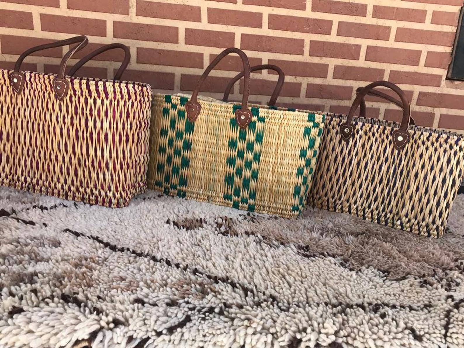 Handwoven Reed Basket with Sisal Handles - Image 3