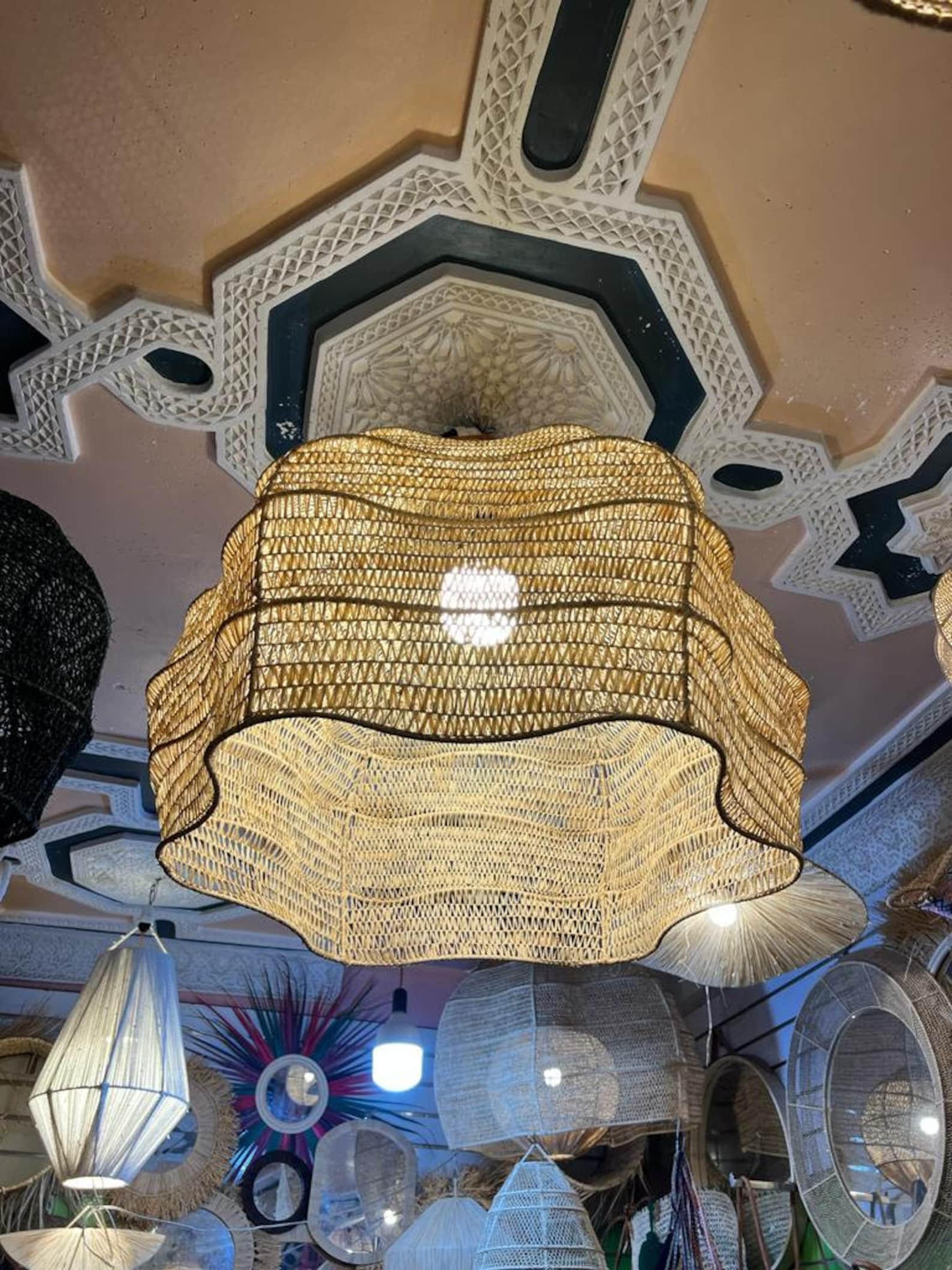 Style Wave rafia Chandelier, Natural Wicker Chandelier, - Image 3