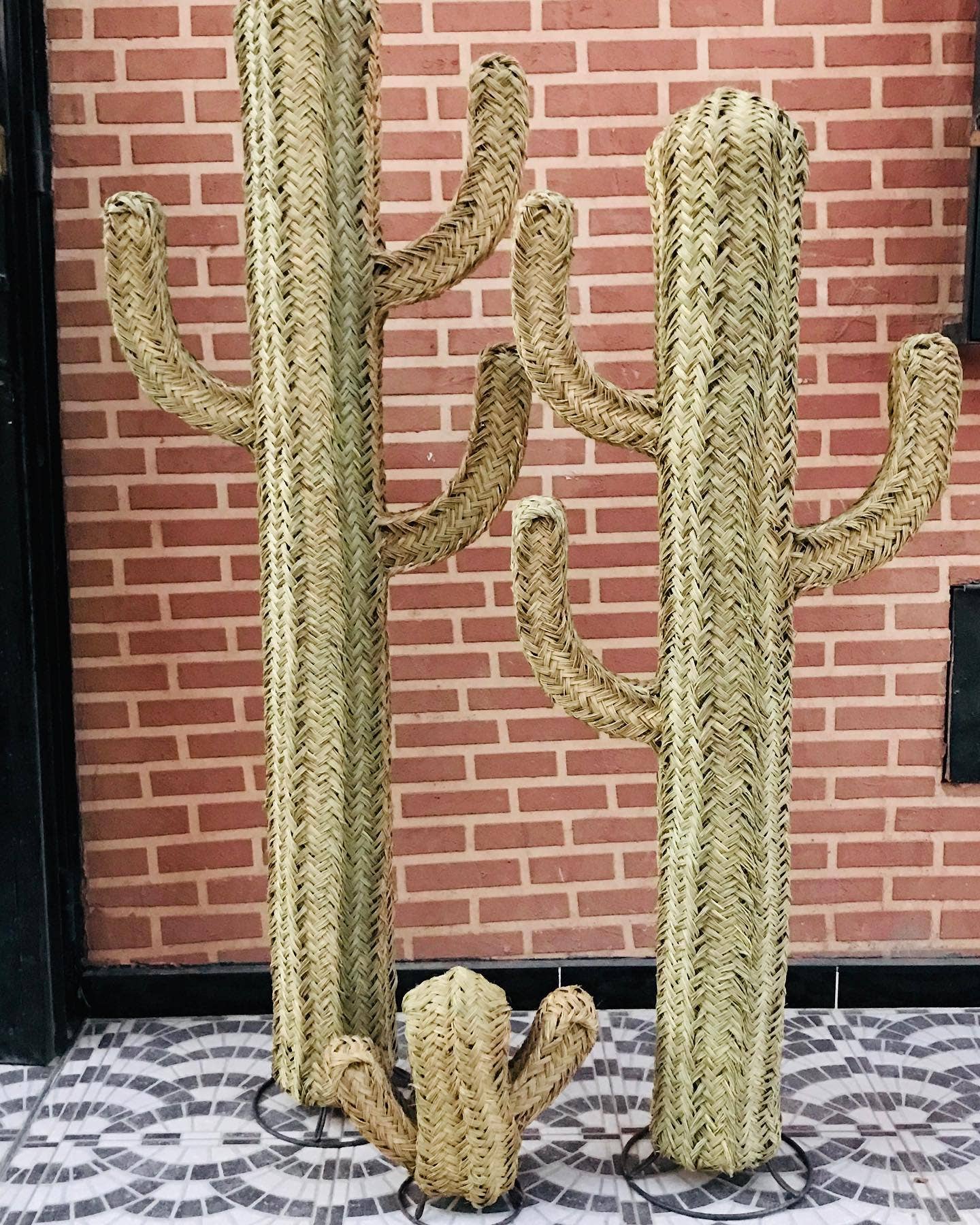 Handwoven Braided Fiber Cactus Decorative Sculpture - Image 3