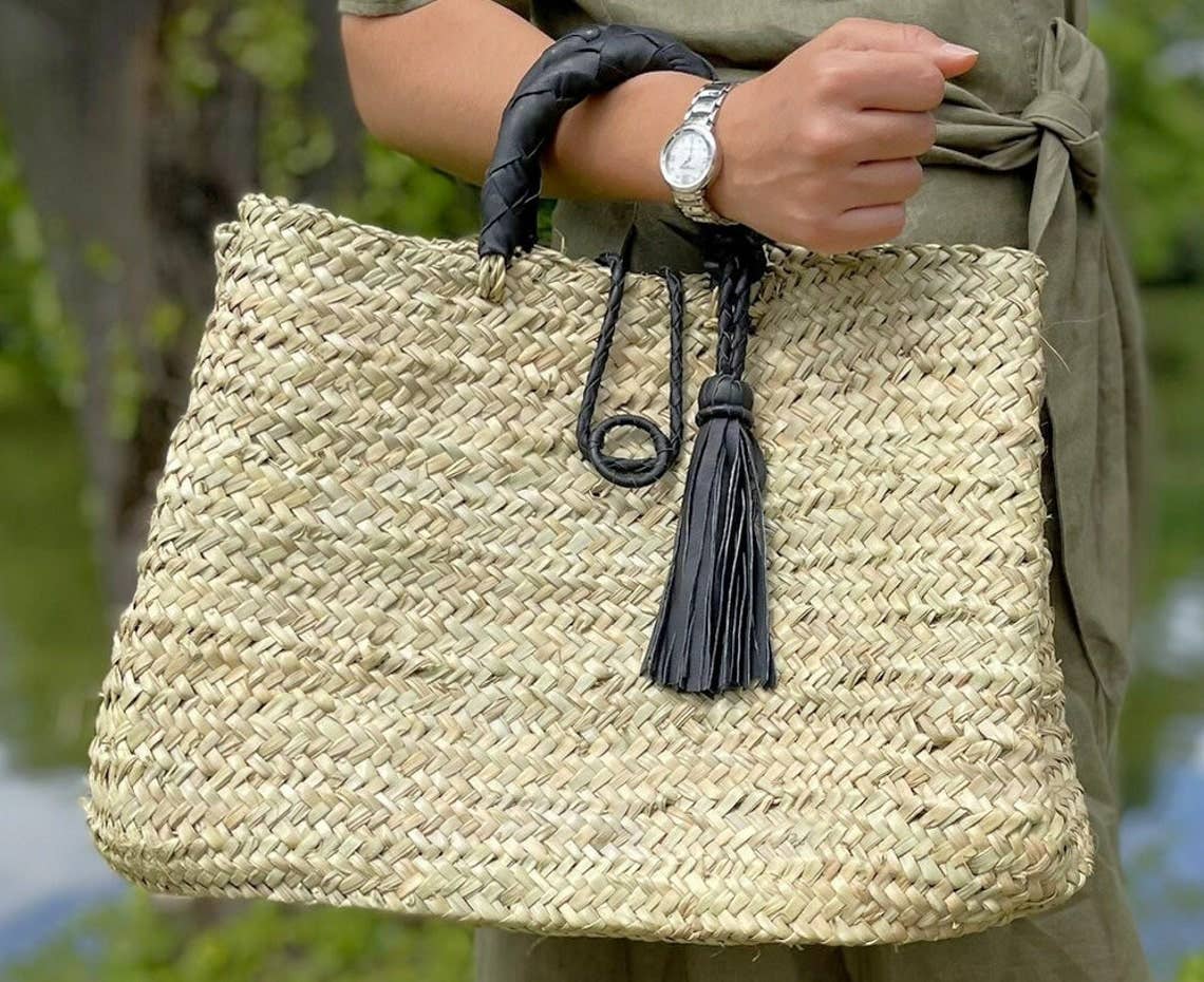 Bag with braided handles in leather - Image 2