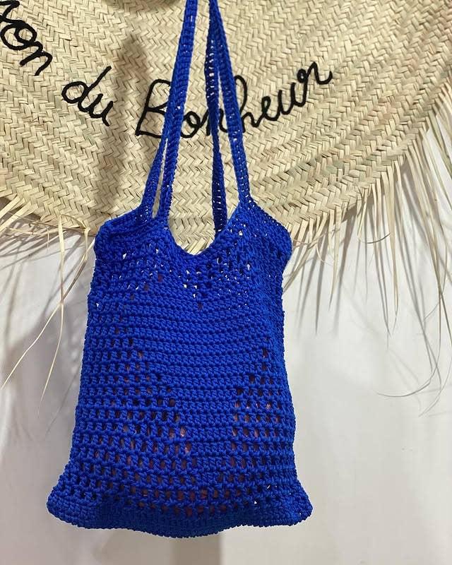 Handmade Crochet Cotton Tote Bag for Beach & Summer