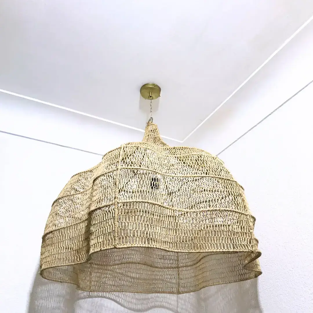 Chandelier, Natural Wicker Chandelier, - Image 4