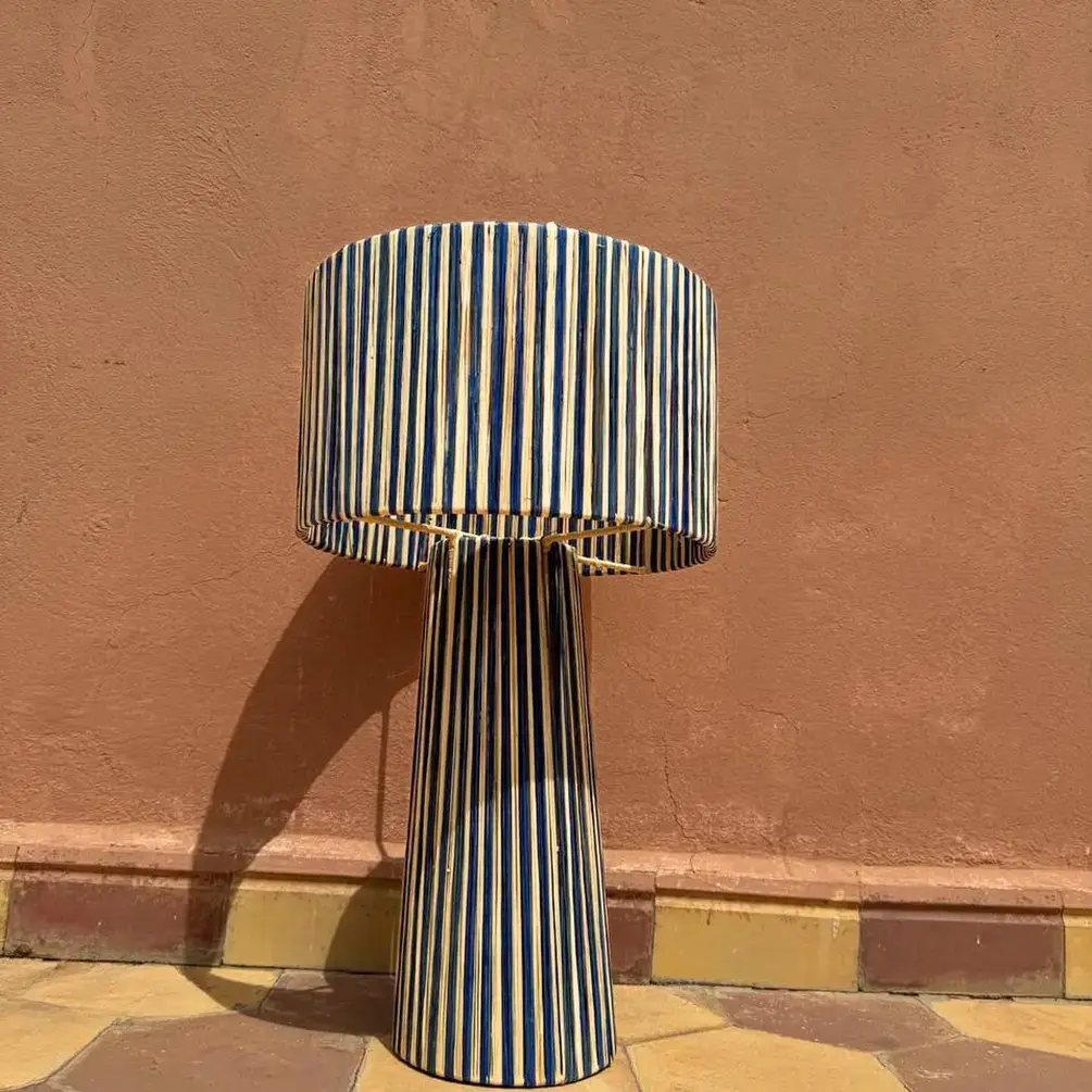 Natural Raffia Lamp Base – Artisan Made