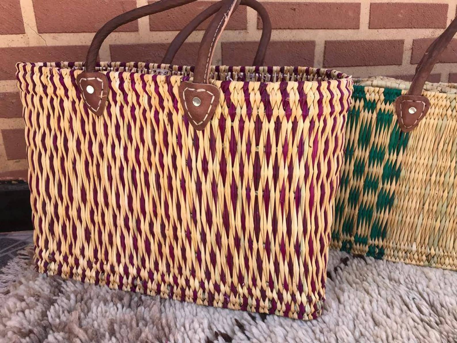 Handwoven Reed Basket with Sisal Handles - Image 2