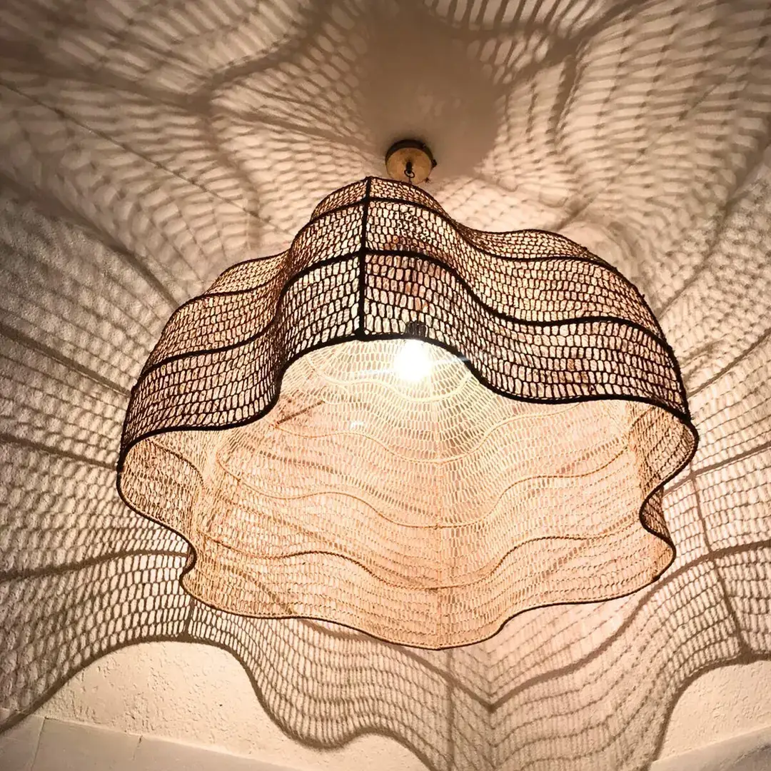 Chandelier, Natural Wicker Chandelier, - Image 3
