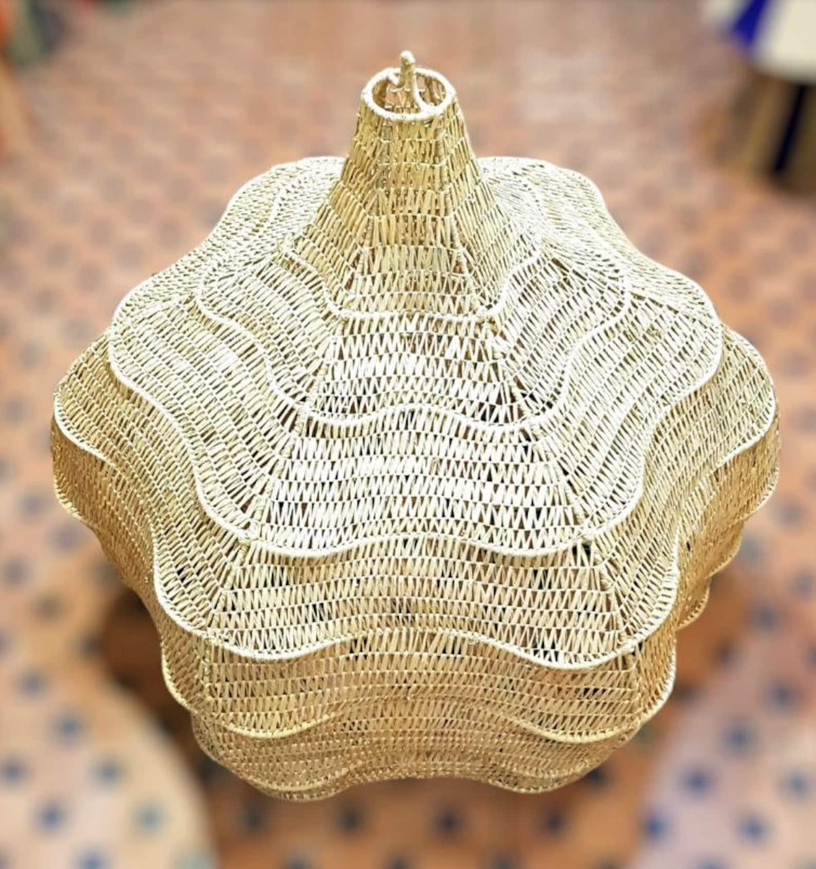 Style Wave rafia Chandelier, Natural Wicker Chandelier, - Image 7