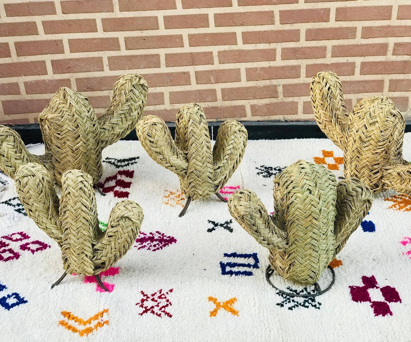 Handwoven Braided Fiber Cactus Decorative Sculpture - Image 2