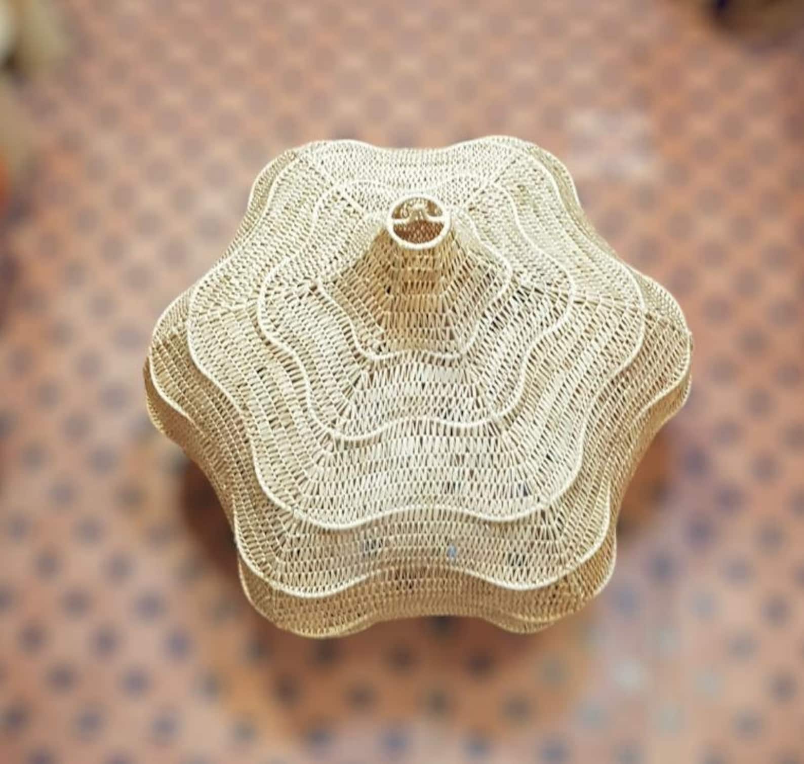 Style Wave rafia Chandelier, Natural Wicker Chandelier, - Image 4