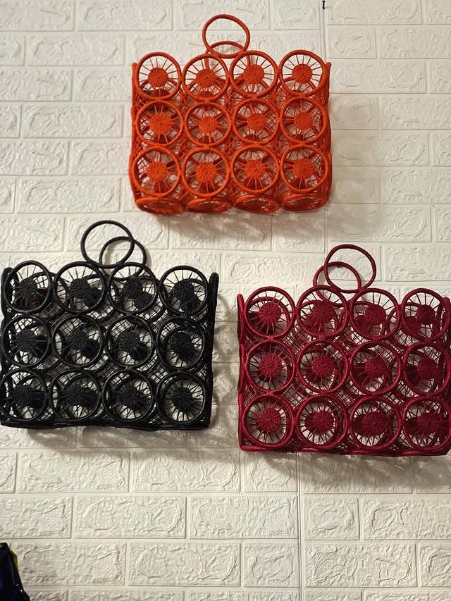 Handwoven Raffia Crochet Tote with Rattan Handles - Image 2