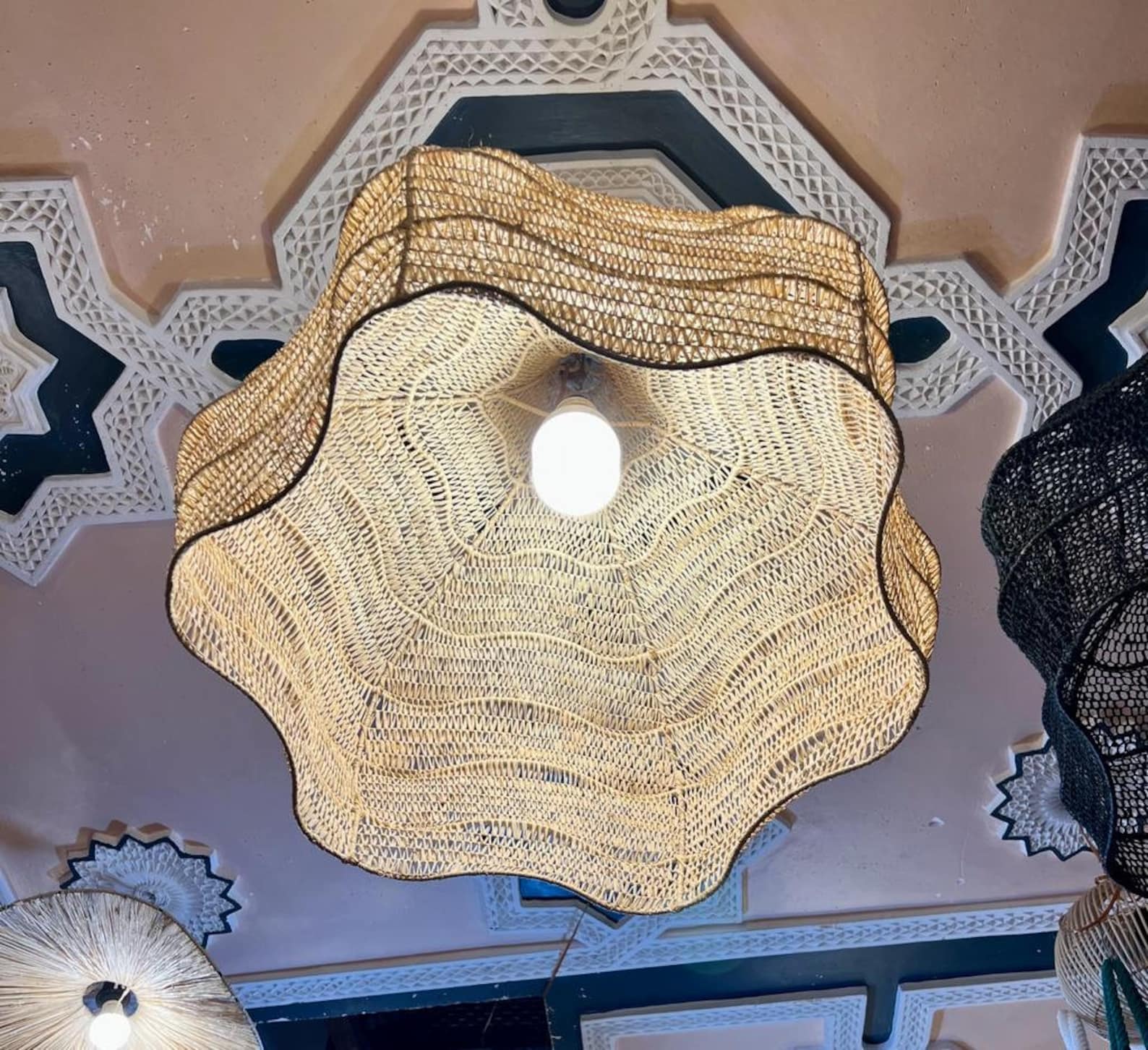 Style Wave rafia Chandelier, Natural Wicker Chandelier, - Image 6